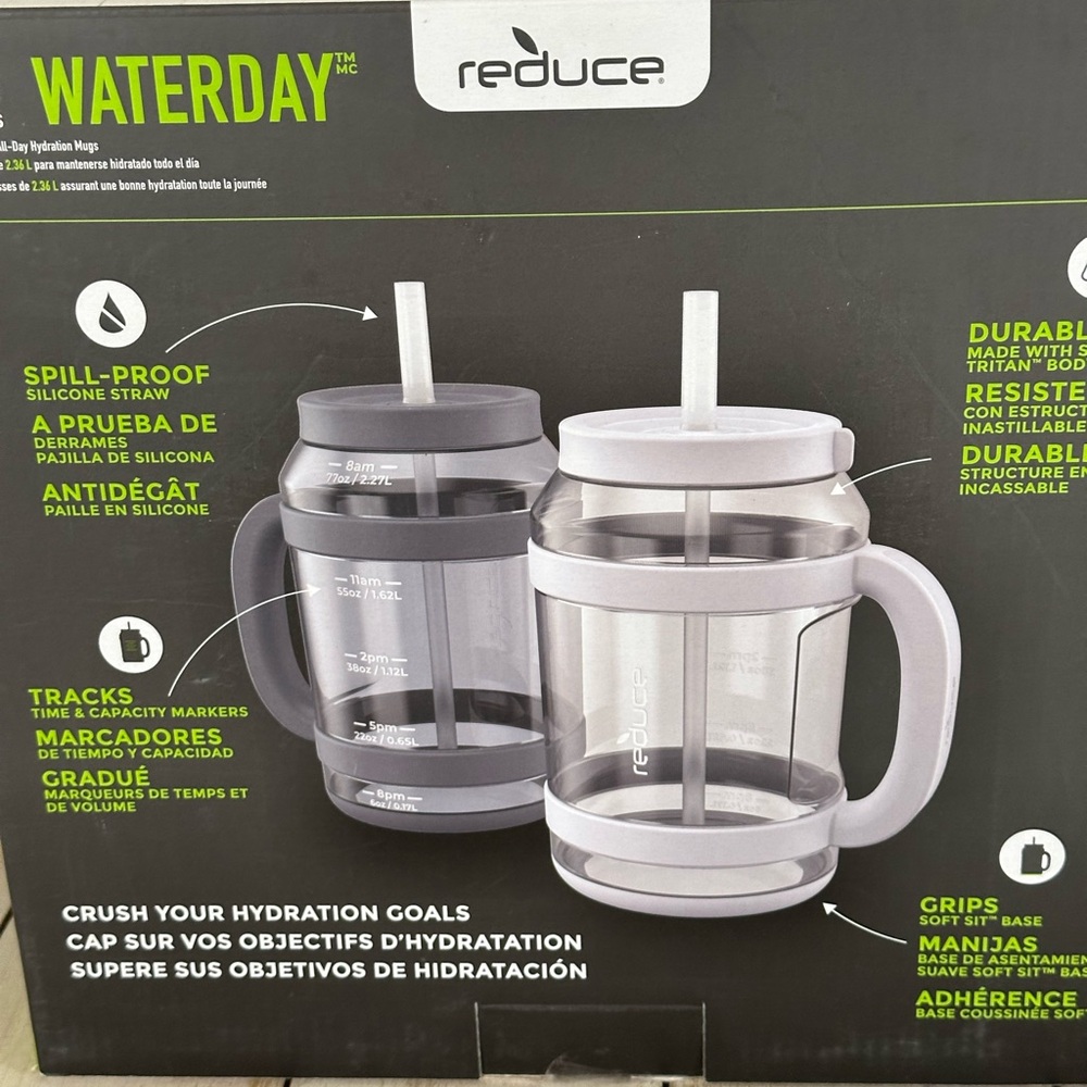 Waterday 2-Piece Set - Blue and White/clear 80 ounce, 2.36 liters water bottles - Picture 9 of 9